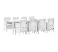 vidaXL Ensemble de Salle à Manger pour Jardin 9 pcs Gris Clair, Ensemble de Jardin et terrasse, mobilier en rotin Moderne, Coin Repas extérieur, assises rectangulaires pour se Rassembler