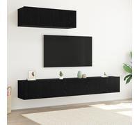 vidaXL Set de meuble TV 3 pièces monté au mur en chêne noir en bois d'ingénierie
