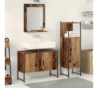 Vidaxl Set De Meubles De Salle De Bain 3 Pièces En Bois Vieilli Et En Bois D'ingénierie