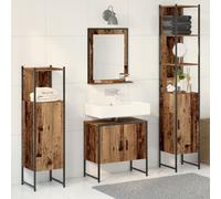 Vidaxl Set De Meubles De Salle De Bain 4 Pièces Bois Vieilli Bois D'ingénierie