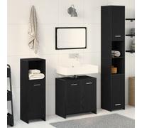 Vidaxl Set De Meubles De Salle De Bain 4 Pièces Chêne Noir En Bois D'ingénierie Noir