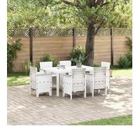 vidaXL Set de repas de jardin 7 pièces avec une table en poly rotin blanc et 6 chaises. Mobilier pour l'extérieur 3378562
