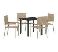 vidaXL Set de Repas d'extérieur 5 pièces en Poly Rattan Beige | Table rectangulaire Moderne Qui résiste aux intempéries, avec 4 sièges Confortables, Parfait pour Le Balcon ou Le Patio. Idéal pour se