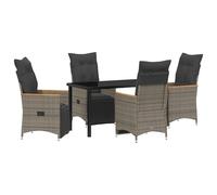 vidaXL Set de Salle à Manger de 5 pièces avec Coussins en Gris Poly rotin
