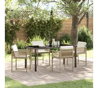 Vidaxl Set De Salle À Manger De Jardin 5 Pièces Avec Coussins Beige Rattan Poly Beige
