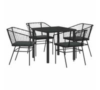 vidaXL Set de Salle à Manger de Jardin 5 pièces avec Coussins en Poly rotin Noir