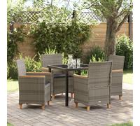 vidaXL Set de salle à manger de jardin 5 pièces avec coussins gris en poly rattan