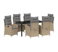 Vidaxl Set De Salle À Manger De Jardin De 7 Pièces Avec Coussins Beige En Poly Rattan Beige