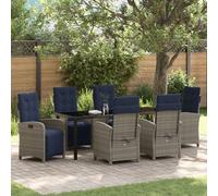 vidaXL Set de Salle à Manger de Jardin de 7 Pièces en Rattan PE Gris