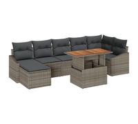 vidaXL Set de salle à manger de jardin de 8 pièces avec coussins gris en poly rotin Gris
