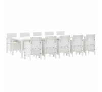 vidaXL Ensemble de Salle à Manger de Jardin de 11 pièces avec Coussins en Poly Rattan Blanc