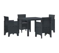 vidaXL Set de salle à manger jardin 5 pièces avec coussins anthracite en poly rotin | Table rectangulaire et 4 chaises 3378535