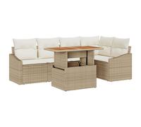 vidaXL Set de Sofa de Jardin 6 Pièces avec Coussins Beiges en Rattan Poly