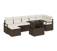 vidaXL Set de Sofa de Jardin 8 pièces avec Coussins Marron en polyrotin