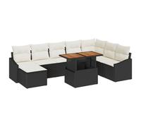 vidaXL Set de sofa de jardin 9 pièces avec coussins Noir Poly Rattan