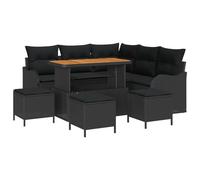 vidaXL Set de Sofa de Jardin 9 Pièces avec Coussins Noir Rotin Poly Acacia