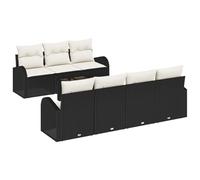 vidaXL Set de Sofa de Jardin de 8 pièces avec Coussins en rotin Noir Poli