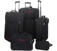 vidaXL Set de Valise Noir 5 pcs Rangement Bagage Sac de Voyage Valises Trolley