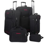 vidaXL Set de valises 5 pièces noires - Valises à roulettes S/M/L, sac de voyage et trousse