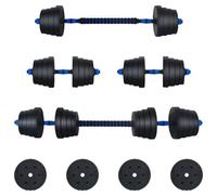 Vidaxl Set D'haltères 2-En-1 40kg Noir Et Bleu Ciment Et Sable De Fer