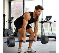 vidaXL Set d'haltères 2-en-1 Noir et Bleu 121 x 19,5 x 19,5 cm