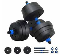 vidaXL Set d'haltères 2-en-1 Noir et Bleu 121 x 19,5 x 19,5 cm