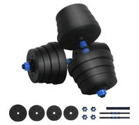 vidaXL Set d'haltères 2-en-1 Noir et Bleu 121 x 19,5 x 19,5 cm