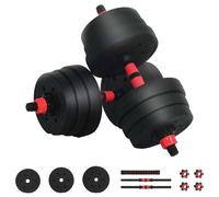 vidaXL Set d'haltères 2-en-1 Noir et Rouge 121 x 19,5 x 19,5 cm