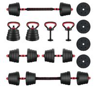 Vidaxl Set D'haltères 4-En-1 40kg Noir Et Rouge Ciment Et Sable De Fer