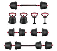 vidaXL Set d'haltères 4-en-1 Noir et Rouge 121 x 19,5 x 19,5 cm