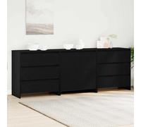 vidaXL Sideboard 3 pcs Noir 70 x 41 x 75 cm Bois composite