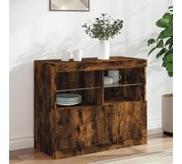 vidaXL Sideboard avec lampes LED chêne fumé 81x37x67 cm