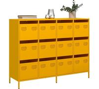 vidaXL Sideboard jaune moutarde 135x39x103,5 cm Acier laminé à froid