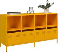 vidaXL Sideboard jaune moutarde 135x39x73,5 cm Acier laminé à froid