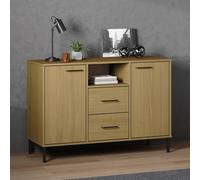 vidaXL Sideboard OSLO avec pieds en métal brun 113x40x77 cm bois massif