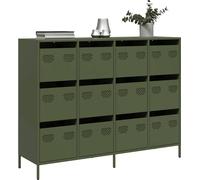 vidaXL Sideboard vert olive 135x39x103,5 cm Acier laminé à froid