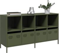 vidaXL Sideboard vert olive 135x39x73,5 cm Acier laminé à froid