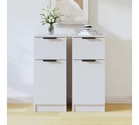2x Buffets Armoires de Rangement Meubles de Rangement Armoires Latérales Tables de Chevet Salon Blanc 30x30x70 cm Bois d'Ingénierie