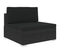 Vidaxl Siège Central Sectionnel 1 Pc Et Coussins Résine Tressée Noir Noir