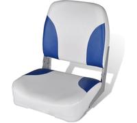vidaXL Siège de bateau à dossier et oreiller Bleu-blanc 41x36x48 cm
