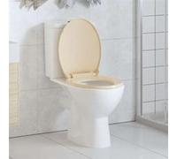 vidaXL Siège de toilette à fermeture en douceur Beige Ovale