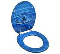 vidaXL Siège de toilette abattant avec couvercle MDF Bleu Gouttes d'eau