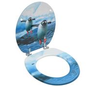 vidaXL Siège de toilette avec couvercle MDF Design de pingouin