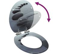 vidaXL Siège de toilette avec couvercle Soft-Close MDF design pierre