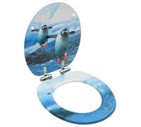 vidaXL Siège WC avec couvercle à fermeture en douceur MDF Pingouin