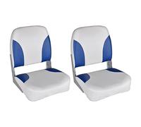 vidaXL Sièges de Bateau 2 pcs Dossier Pliable avec Oreiller Chaise de Bateau Siège de Pilotage Pratique Confortable Extérieur Bleu et Blanc 41x36x48cm