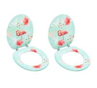 vidaXL Sièges de toilette avec couvercle 2 pcs MDF Design de flamant