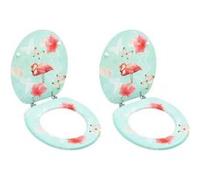 vidaXL Sièges de toilette avec couvercle 2 pcs MDF Design de flamant
