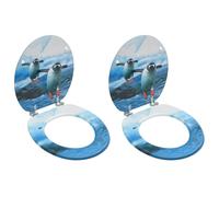 vidaXL Sièges de toilette avec couvercle 2 pcs MDF Design de pingouins