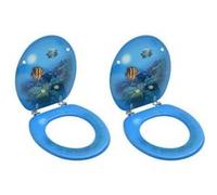 vidaXL Sièges de toilette avec couvercle 2 pcs MDF Fond marin